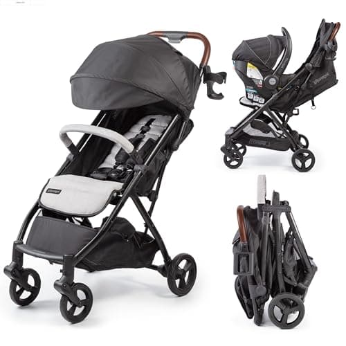Ingenuity Ingenuity 3Dquickclose CS+ Compact Fold Stroller – Lightweight Stroller with Oversized Canopy, Extra-Large Storage and Compact Fold, Gray